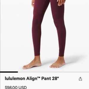 Lululemon Align 28” Cassis